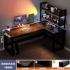 Mesa de Canto para E-Sports Mesa de Computador Mesa de Desktop Doméstica Mesa Dupla Mesa com Estante Integrada Mesa de Canto para Quarto Mesa de Escritório