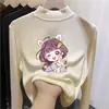Capa base de forro polar de doble cara para niñas, otoño e invierno, diseño nuevo, elegante y lindo, top de manga larga con cuello alto parcial de moda para niños