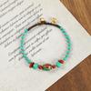 Diseño Nicho Retro Nepalés Método Antiguo Cuentas de Cobre Pulsera Femenina Estilo Xizang Estilo Étnico Distintivo Simple Tejido Pulsera Azul