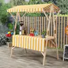 Barraca de Mercado Estrutura de Tenda de Atividades de Madeira Carrinho de Barraca de Mercado Noturno Tecido Prateleira Dobrável Externa Rack de Exibição de Lanches