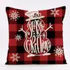 Funda de Almohada Navideña 2022 Serie Roja Transfronteriza Nueva Estampada Lino Hogar Sofá Cojín Respaldo Fabricación de Almohadas