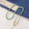 Corda para Colar de Oito Fios Tingida em Degradê, Cordão de Pingente Multicor Trançado, Colar com Pingente de Jade Ajustável, Corda de Colar Enrolada à Mão em Dourado
