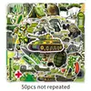 50 Pegatinas de Equipo Militar, Artículos Militares de Camuflaje Verde, Divertidas Pegatinas Decorativas Impermeables de Dibujos Animados para Casco y Coche