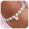 Amazon Transfronterizo Nuevo Colgante de Moneda de 26 Letras Pulsera de Perlas de Imitación con Cuentas Joyería Personalizada Regalo de Vacaciones