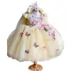 Vestido para Menina com Flores Bordadas, Estilo Europeu e Americano Vestido Princesa com Laço, Design sem Costas, Vestido de Primeiro Aniversário para Bebê Menina, Vestido Tutu para Daminha