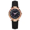 Amazon Reloj Impermeable para Mujer Moda Simple Digital Correa de Cuero Mate Cielo Estrellado Luminoso Reloj de Cuarzo Al por Mayor