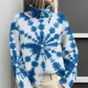 Estación Independiente de Amazon Temu Chaqueta Cardigan Suéter de Cuello Alto Estampado Abstracto Tie-Dye 3D para Mujer E127