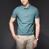 Verano Hielo Seda Urbana Negocios Cuello Solapa POLO Hombre Color Sólido Camiseta Sencilla Ropa de Papá Camisa de Aire Acondicionado LOGOTIPO