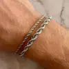 Europeu e Americano Transfronteiriço Mais Vendido Corrente Torcida de Aço Inoxidável Pulseira Masculina Botão Tendência Moda Corrente de Corda Pulseira de Aço Titânio Atacado