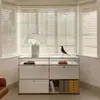 Aparador modular estilo mediados de siglo, mueble de TV Bauhaus, gabinete moderno minimalista de lujo ligero, gabinete blanco de pie para el hogar