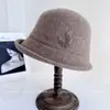 Sombrero de Pescador de Ala Ancha con Forma de Espiga de Trigo Estilo Nacional Retro, Gorro de Punto de Lana Australiana para Otoño e Invierno, Sombrero de Cubo con Hilo Dorado y Plateado