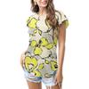 2025 Exportación de Amazon Nueva Camiseta de Mujer Moda Estampado Personalizado Manga de Hoja de Loto Cuello Redondo Top Camiseta de Manga Corta para Mujer