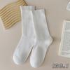 Meias Brancas de Cano Médio para Mulheres, Estilo Primavera e Outono, Meias de Algodão Folgadas, Meias para Gestantes, Estilo Trendy Ins, Meias Longas Anti-Pilling para Todas as Estações