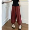 Pantalones finos sencillos de seda helada tipo linterna para mujer de principios de otoño, de cintura alta, corte ajustado, holgados, casuales, joggers cortos, pantalones tipo harén zanahoria