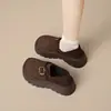 Sapatos plataforma femininos que aumentam a altura com forro de fleece, novo estilo outono/inverno 2026, sapatos Birkenstock casuais chiques retrô