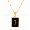 Colar Pingente Medalha Retangular Novo Estilo Europeu e Americano com 26 Letras, Gargantilha de Corrente Cobra Grossa com Design Único