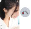 S925 Sterling Silver Stud Brincos Adorável Vermelho Adorável Brincos Sterling Silver Sweet Small Ball Back Hanging Temperament Earrings