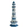 Farol Listrado Azul e Branco Grande Farol Marítimo Torre de Observação Estilo Mediterrâneo Decorações para Casa Enfeites Madeira Feita à Mão