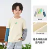[100% Algodón] Camiseta de Algodón Hall Falso Dos Piezas para Niños Suéter de Punto para Primavera y Otoño Camiseta Deportiva de Algodón Puro