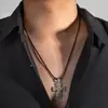 Popular Estilo Gótico Religioso Europeo y Americano Transfronterizo Joyería Colgante de Cruz de Calavera con Forma de Corazón de Aleación Accesorios de Collar para Hombre