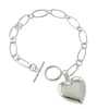 Joyería de Comercio Exterior de Lujo Ligero Pulsera de Clip de Papel Colgante con Forma de Corazón Pulsera con Dijes Pulsera Versátil Exquisita Chapada en Plata para Hombres
