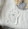 Camiseta de algodón puro de manga corta ajustada para niña con lazo bordado, Top estilo princesa dulce, Top corto estilo coreano