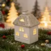 Enfeites de Casa Cerâmica Natal Escandinavo Cruzamento Novo Produto Glitter Dourado Champanhe Casa de Natal Casa de Natal Luzes LED