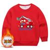 Suéter redondo para niños con estampado de excavadora, suéter para bebé con forro de terciopelo, abrigo cálido acolchado, moda, suministro transfronterizo, venta al por mayor