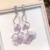 Brinco de Pino Flor de Cristal Zircônia Super Brilhante Estilo Fada Férias Brinco de Temperamento Senso de Design Joia de Orelha de Nicho
