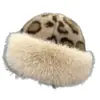 Chapéu mongol estampado de leopardo, chapéu de pescador de balde à prova de frio e quente para outono e inverno, chapéu de pelúcia grosso versátil, atacado transfronteiriço