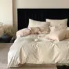 Conjunto de Quatro Peças de Algodão Puro de Alta Qualidade com 100 Fios, Capa de Edredom Jacquard de Algodão Grau A para Mães e Bebês, Conjunto de Roupa de Cama de Luxo Acessível