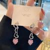 Brincos Koreanos e Japoneses Modernos de Strass Plissados em Forma de Coração em Estilo Doce Cool Minimalista, Novos Brincos da Moda para Mulheres