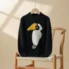 [100% Lana] Suéter Infantil para Niños y Niñas Cuello Medio de Tortuga Suéter Jacquard Engrosado Suéter de Cachemira de Dibujos Animados para Abajo