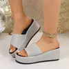 Zapatos de Moda para Mujer Talla Grande Europea y Americana 43, Nuevos Modelos de Verano, Sandalias de Deslizamiento Cómodas Casuales con Cuña de Plataforma Gruesa que Aumentan la Altura