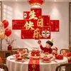 Nuevo Estilo Chino Tendencia Nacional Danza del León Primer Cumpleaños del Bebé Decoración de Fondo en Tablero Kt Paquete Decoración de Escena de Fiesta de Hotel