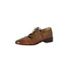 Sapatos Rasos Pequenos de Couro com Cadarço Rendado Vazado Respirável Estilo Britânico 2026 Outono Salto Baixo Robusto Bico Redondo Couro Genuíno Feminino