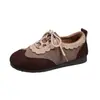 Zapatillas de entrenamiento retro estilo ballet con cordones y bloques de color para mujer, nueva colección otoño 2026, punta redonda, cómodas, suela suave, zapatos casuales, zapatillas deportivas