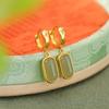 Pendientes Yuebao de plata de ley S925 chapados en oro con jade hetiano y jade de agua fina, estilo vintage, sencillos, geométricos y cuadrados, elegantes.
