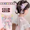 Acessórios Exquisitos para Meninas da Dinastia Han, Grampos de Cabelo Bordados com Flores e Borboletas de Estilo Antigo, Clips Doces de Flores e Borboletas Prensados para Trás