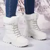 Sapatos de algodão quentes de inverno antiderrapantes com forro de fleece espessado para comércio exterior russo para mulheres, botas de neve quentes de inverno para viagens ao norte, esqui e neve para mulheres