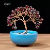 Base de posavasos de árbol de cristal natural, árbol de la fortuna con virutas de cristal amarillo, árbol del dinero, decoración de fortuna para el hogar y la oficina, venta al por mayor