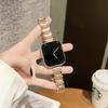 Adecuado para Correa de Reloj Inteligente Apple S87654 iWatch para Mujer de Acero Inoxidable de Cintura Pequeña Delgada de Acero de Tres Cuentas Pulsera