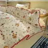 Juego de ropa de cama de cuatro piezas de grado A para maternidad e infantil, algodón puro, estilo Fair Isle auténtico, adecuado para dormir desnudo en la cama, incluye sábana bajera y funda de edredón, juego de tres-cuatro piezas para dormitorio