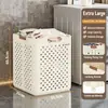 Cesto de Roupa Suja Dobrável com Rodas, Cesto de Roupa Ventilado de Grande Capacidade, Organizador de Roupas que Economiza Espaço para Casa, Branco/Creme