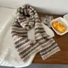 Cachecol Tricô Risca Fair Isle Feminino 2025 Novo Inverno Estilo Coreano Atmosfera Cachecol de Lã Quente para Pescoço