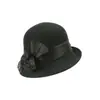 Rongmei 2026 Nuevo Sombrero Clásico Hepburn Transfronterizo con Ala Curva, Sombrero de Mezcla de Seda y Lana, Elegante Sombrero de Estilo Francés