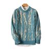 Suéter de lana 100% pura para hombre, suéter jacquard bordado con cuello redondo, suelto, informal, juvenil, de punto de cachemira, camisa de fondo