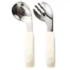 Colher para bebê, bebê aprendendo a comer, treinamento para comer sozinho, colher para comida complementar, conjunto portátil de garfo e colher para crianças, colher para bebê