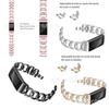 Adecuado para Fitbit Charge3, correa de reloj de acero inoxidable con diamantes, cadena de diamantes en forma de D, correa de reloj