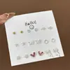 Set Semanal de Pendientes de Nicho Estilo Coreano, Pendientes Lindos y Compactos de Aleación Electroplateada con Pedrería, Venta al por Mayor